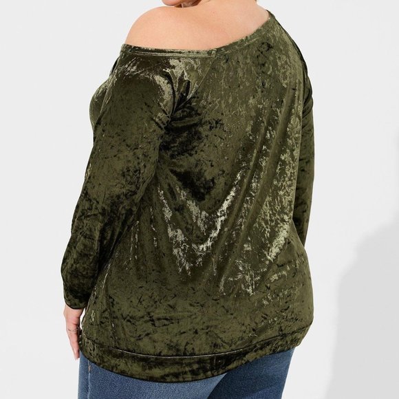 Torrid Crushed Velvet Off Shoulder Sweatshirt Size 3 NWT - Picture 2 of 3